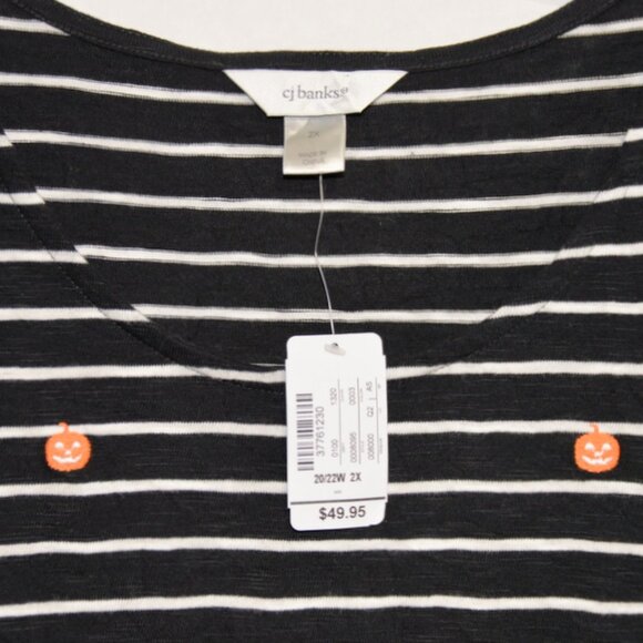 CJ Banks Women’s Long Sleeve Black and White Striped Blouse - Size 2X - Picture 4 of 6